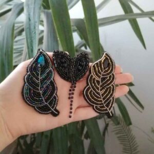 مجموعه 3 عددی سنجاق سینه زنانه مهره دوزی شده دست ساز