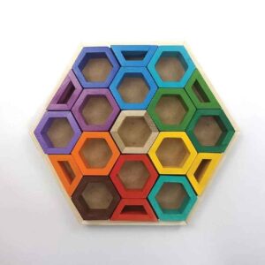 پازل فکری هندسی چوبی Hive – اسباببازی آموزشی منحصر به فرد