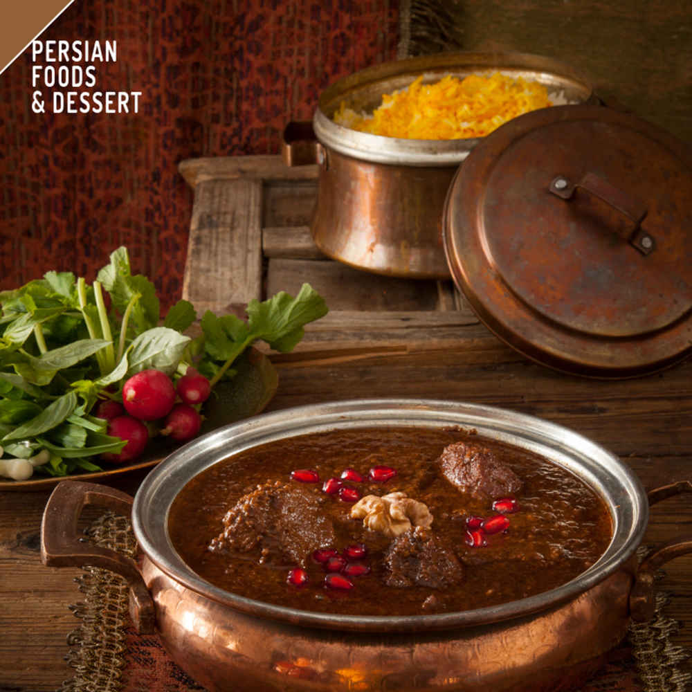 خورش فسنجان – خورش انار و گردوی ایرانی، کنسرو شده (بسته ۵ عددی)
