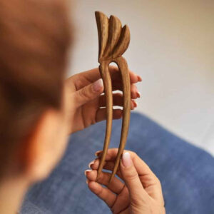 چنگال موی چوبی دست ساز سایز بزرگ نیکا ماتر