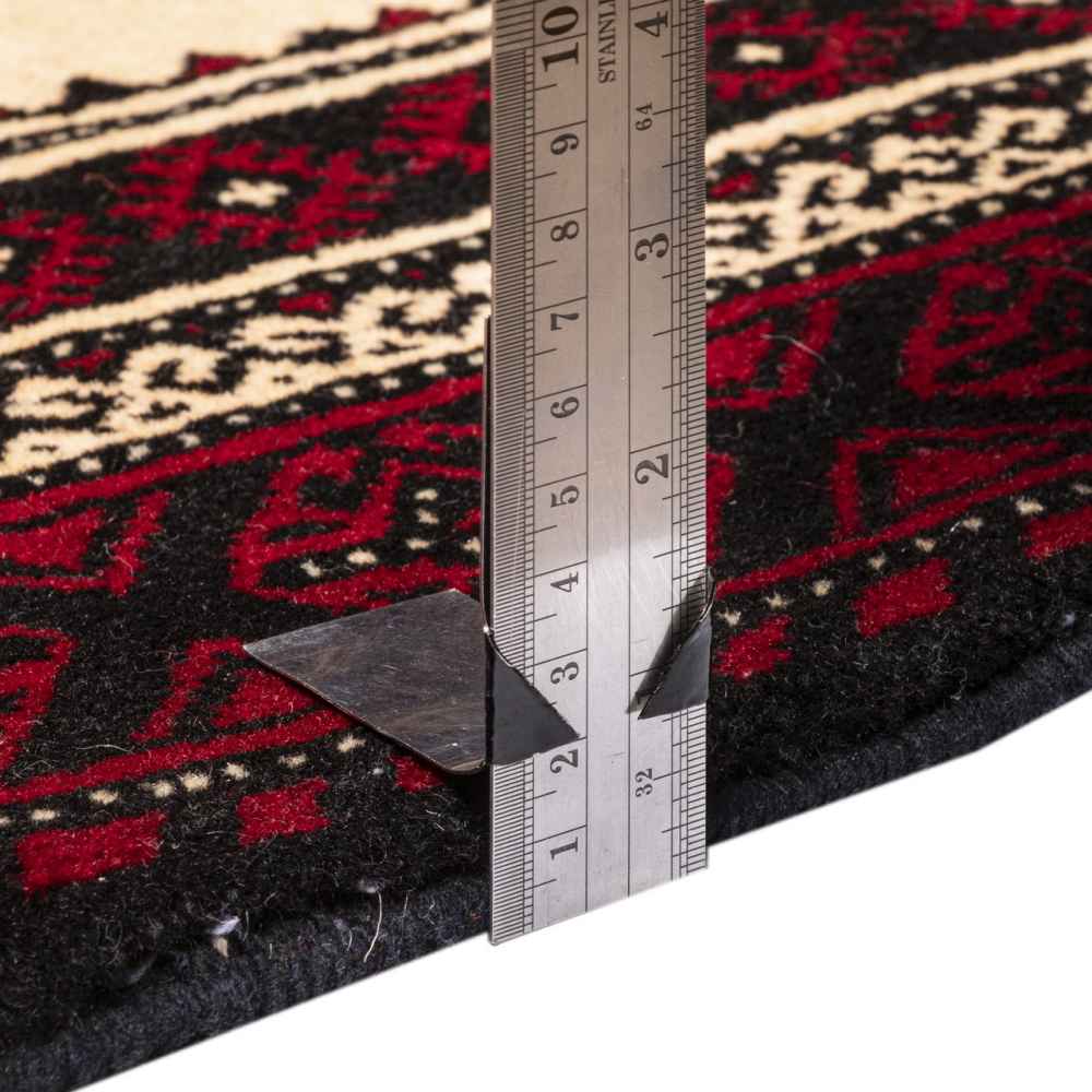 کناره دستباف کاشمر (طرح مونا) طرح ترنج هندسی – پشم قرمز