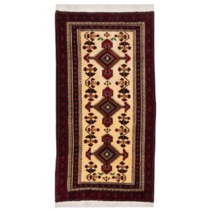 کناره دستباف کاشمر (طرح مونا) طرح ترنج هندسی – پشم قرمز