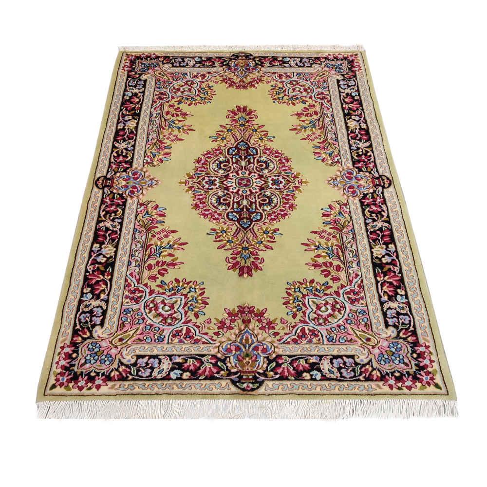 فرش دستباف کرمان (طرح نارنج) طرح ترنج – پشم کرک سبز
