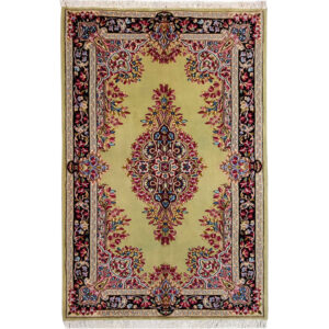 فرش دستباف کرمان (طرح نارنج) طرح ترنج – پشم کرک سبز
