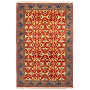 فرش دستباف یزد (طرح لاله) طرح هندسی – پشم نارنجی