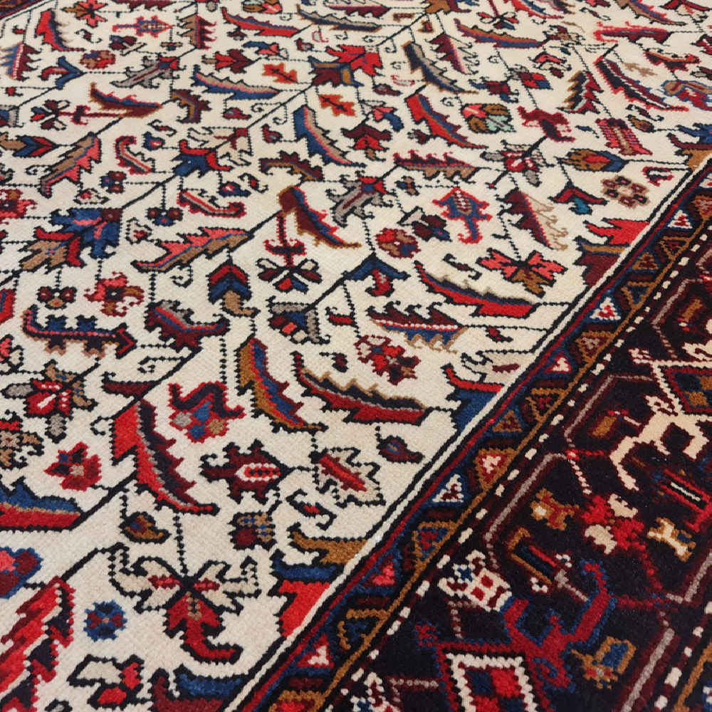 کناره دستباف اردبیل (طرح هاله) طرح هندسی – پشم قرمز