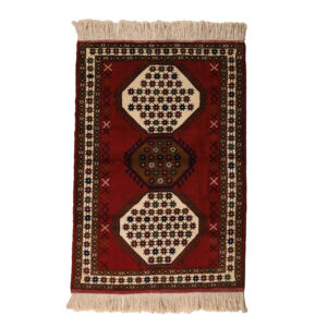 فرش دستباف خراسان (طرح جوانه‌ها) طرح گل‌دار – پشم قرمز
