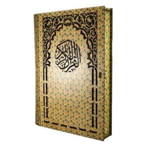 جعبه قرآن چوبی زیبا – مدل میناکاری خاتم ماهان
