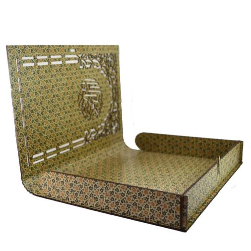 جعبه قرآن چوبی زیبا – مدل میناکاری خاتم ماهان