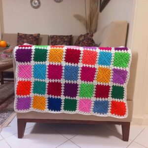 روکش قلاب‌بافی برای مبل و تخت‌خواب، طرح شطرنجی بوهمی شاهین