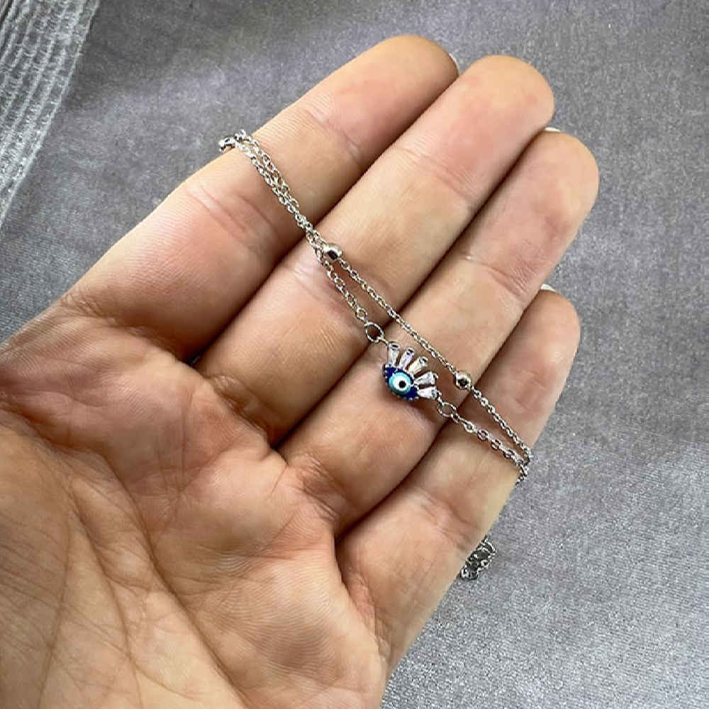 خلخال لایه ای استیل چشم نظر مدل مهتا