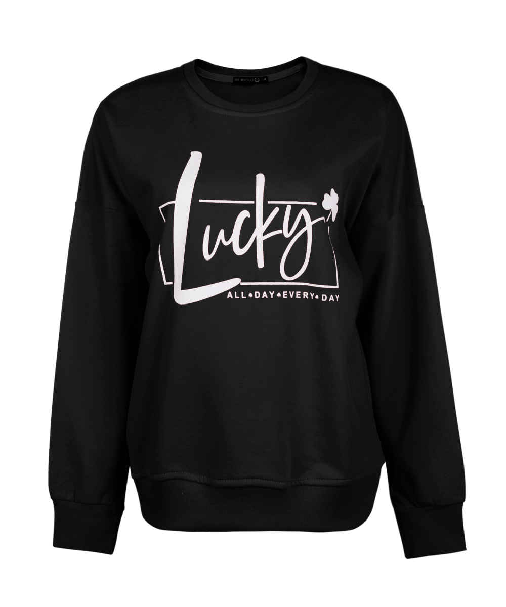 سویشرت یقه گرد زنانه کژوال مدل Lucky