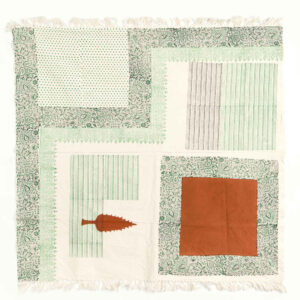رومیزی کتان طرح بلوکی مدل بادام