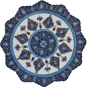 بشقاب مسی تزئینی نقاشی شده با دست با میناکاری نارنج ایرانی