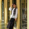 جلیقه زنانه ایرانی مشکی و سفید مدل آیدا