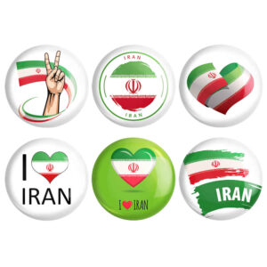 مجموعه سنجاق دکمه‌ای فارسی – پرچم ایران (6 عدد)