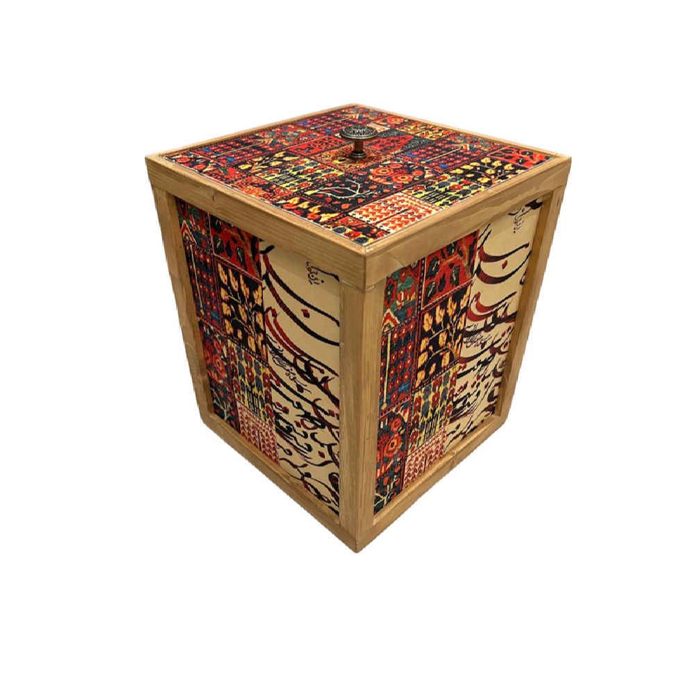 ست سطل زباله و جعبه دستمال کاغذی چوبی ایرانی
