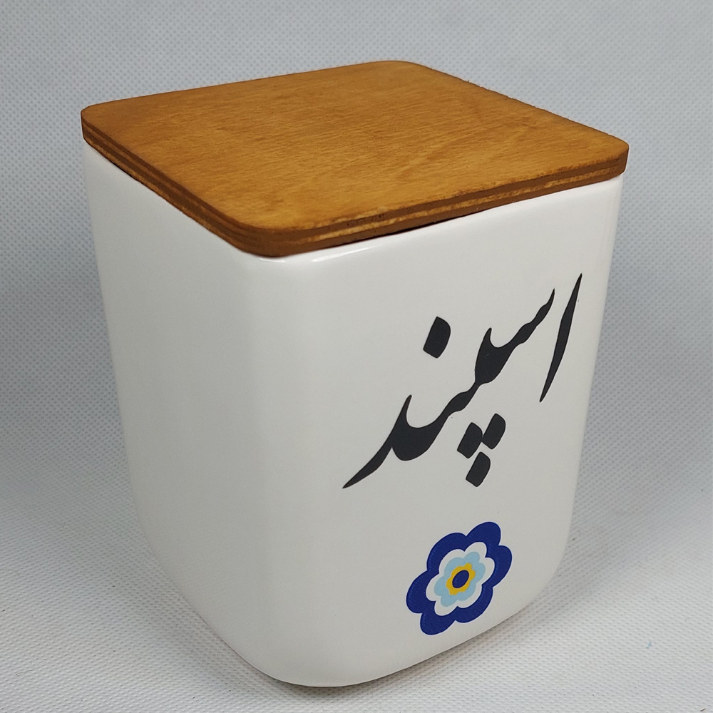 پارچ سرامیکی مخصوص آشپزخانه مزین به خوشنویسی فارسی اسپند