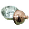 قندان مسی درب‌دار دست‌ساز ایرانی – میثاق چکش‌کاری شده