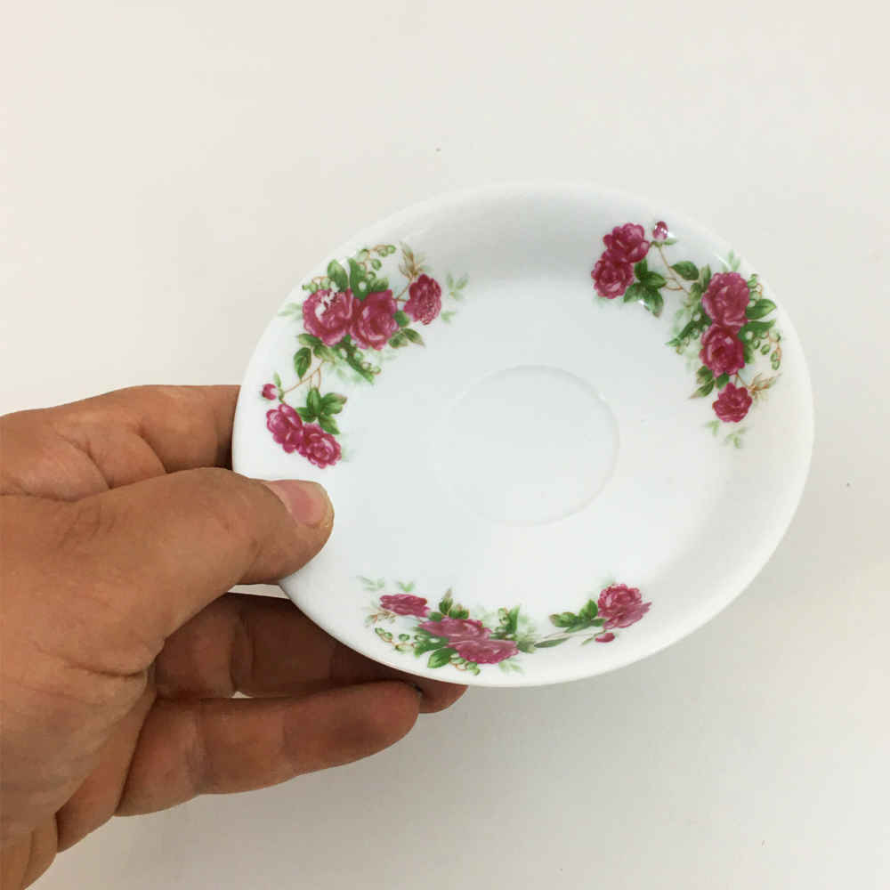 نعلبکی چای ایرانی – چینی طرح گل سرخی (مجموعه 6 عددی)