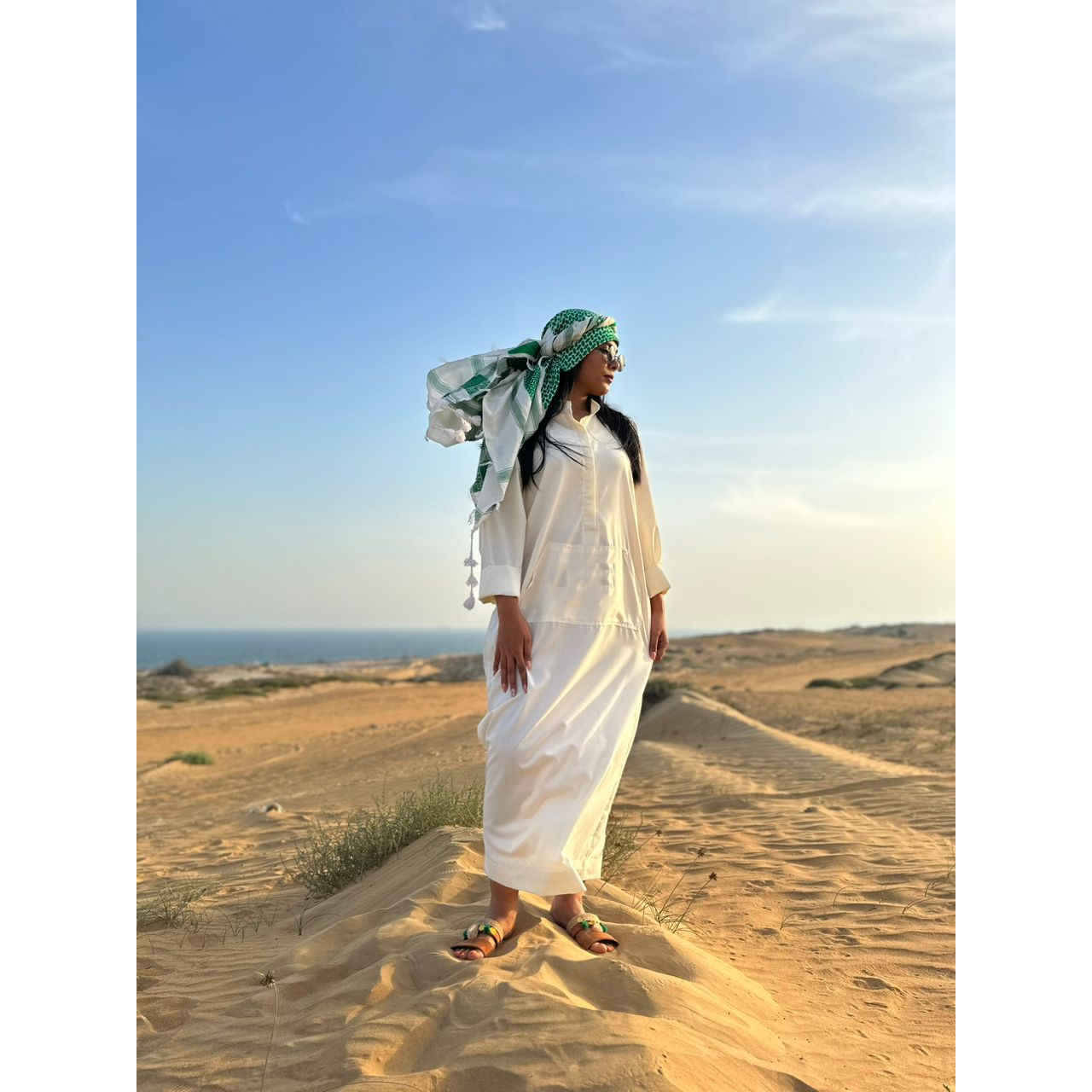 لباس سنتی عربی زنانه مدل دشداشه سفید