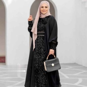 عبای شیک زنانه مشکی زیبا با پولک‌های براق