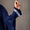 عبای سنتی پروانه‌ای زنانه - پارچه کرپ نرم سرمه‌ای