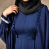 عبای سنتی پروانه‌ای زنانه - پارچه کرپ نرم سرمه‌ای