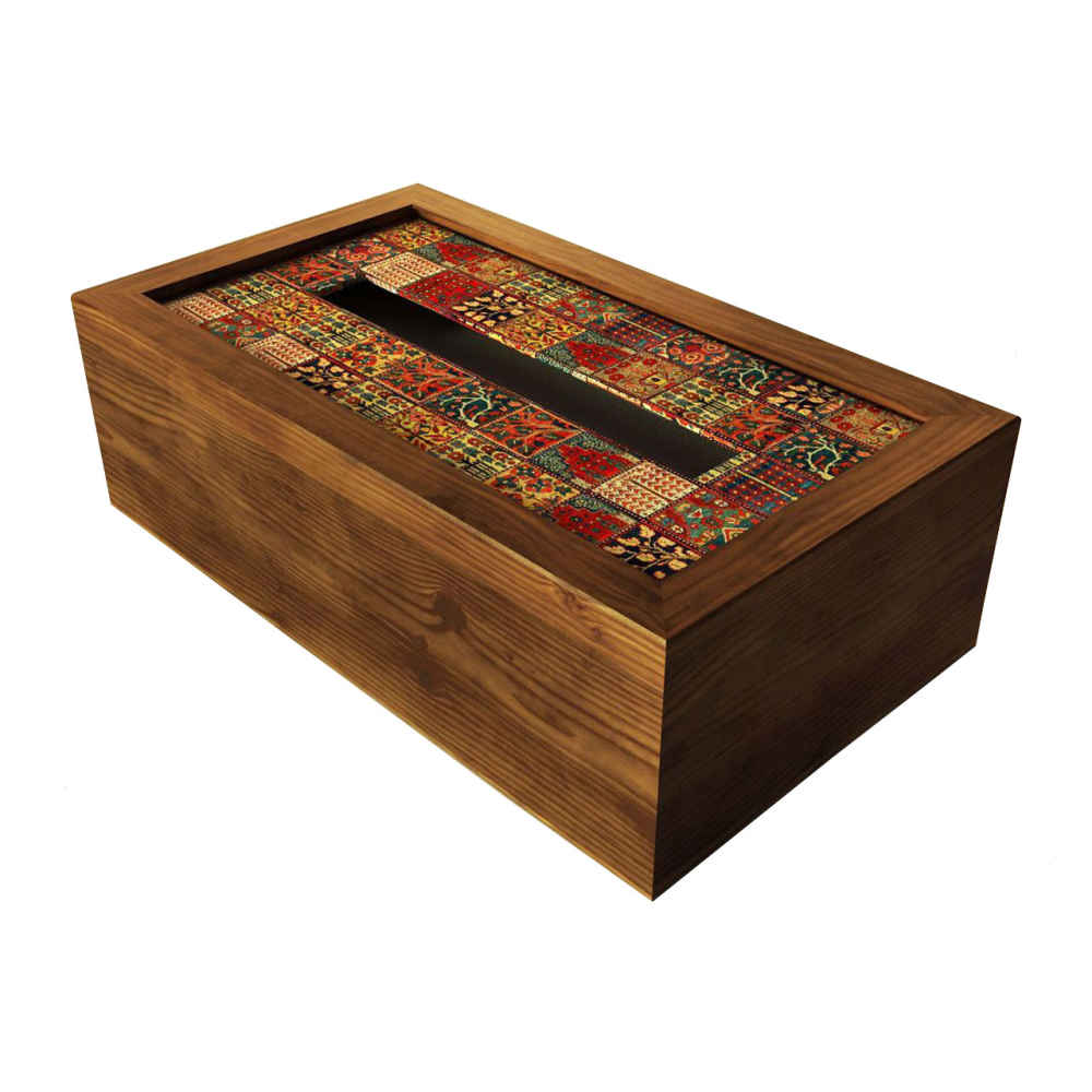 ست سطل زباله و جعبه دستمال کاغذی چوبی ایرانی – نهال