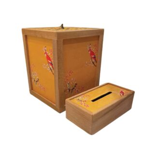 ست سطل زباله و جعبه دستمال کاغذی چوبی ایرانی – Parrot