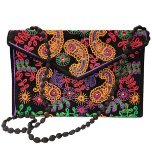 کیف دستی مخمل قومی دوزی شده با طرح بته جقه