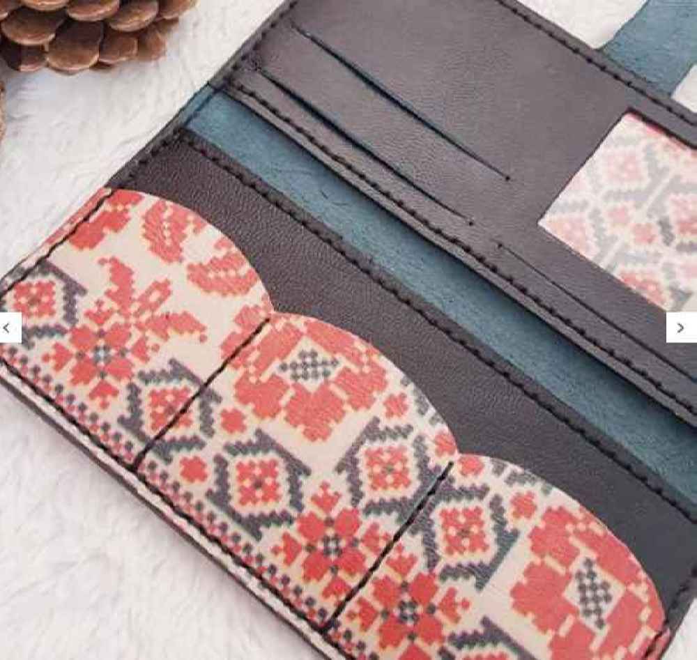کیف پول بلند زنانه چرم ایرانی طرح سعادت