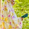چادر نماز اسلامی آستین‌دار زنانه، مناسب برای نماز خواندن - طرح گلدار ستاره