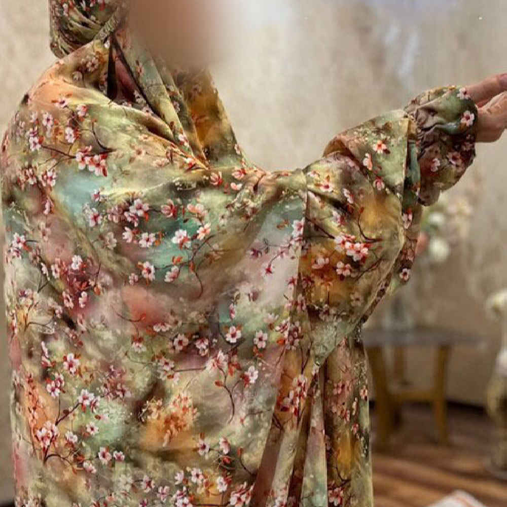 چادر نماز اسلامی آستیندار زنانه، مناسب برای نماز خواندن – طرح گلدار محیا