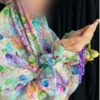 چادر نماز اسلامی آستین‌دار زنانه، مناسب برای نماز خواندن - طرح گلدار هستی