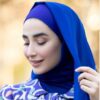 حجاب شیلا از جنس ابریشم آبی برای زنان مسلمان