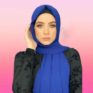 حجاب شیلا از جنس ابریشم آبی برای زنان مسلمان