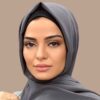 حجاب شیلا از جنس ابریشم خاکستری تیره برای زنان مسلمان