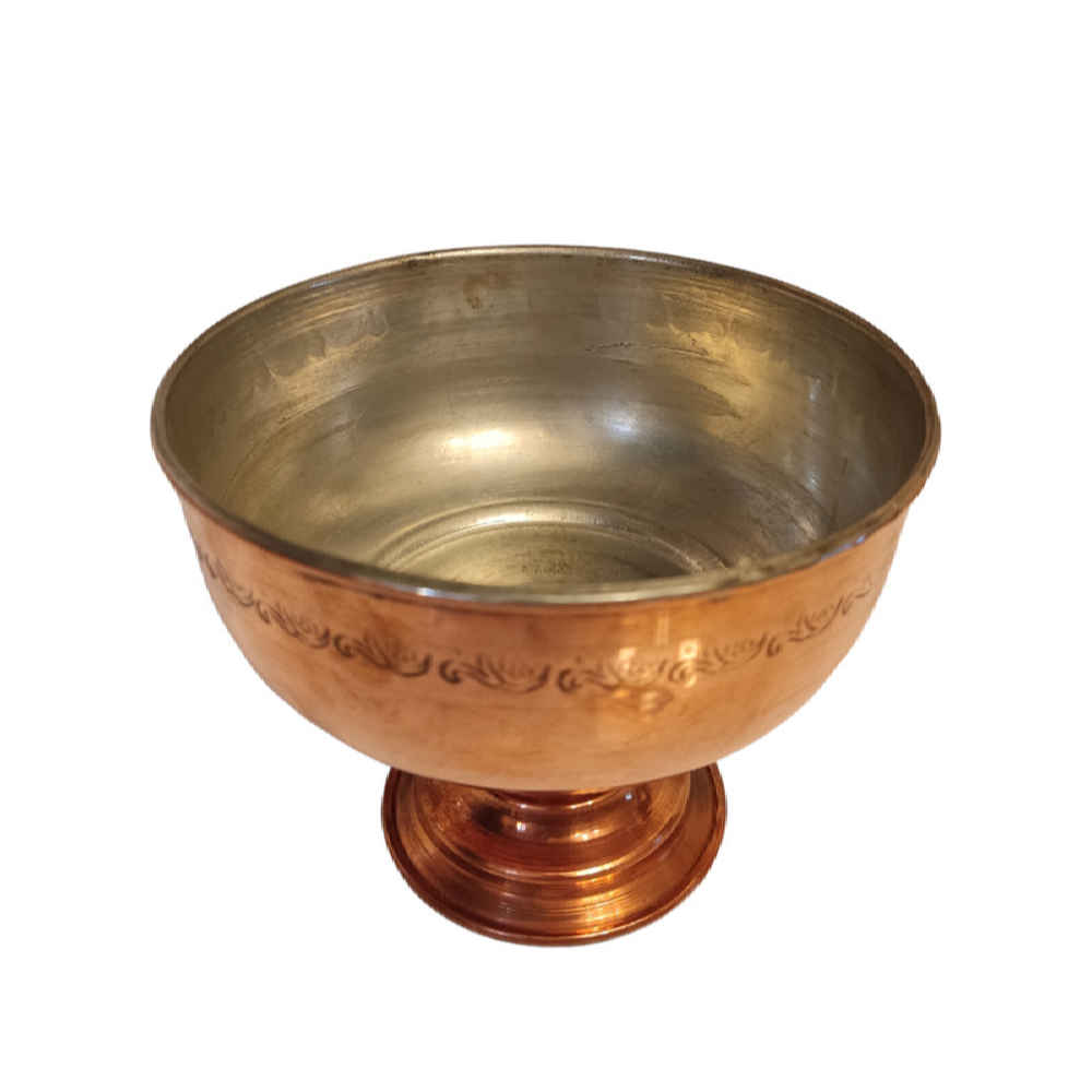 کاسه مسی چکش‌کاری شده – گل (مجموعه ۳ عددی)