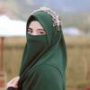 ست روسری و نقاب زنانه طرح مربع طرح اسلامی هانتر گرین