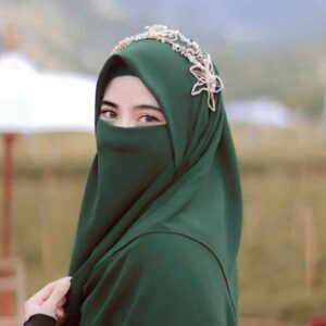 ست روسری و نقاب زنانه طرح مربع طرح اسلامی هانتر گرین