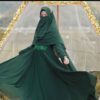 ست روسری و نقاب زنانه طرح مربع طرح اسلامی هانتر گرین