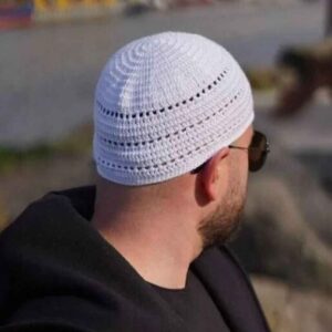 قلاب بافی سفید کوفی تقیه ترکی – کلاه پنبه ای سنتی مسلمان