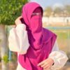 ست روسری و نقاب چهارخانه کرپ سرمه‌ای رنگ زنانه