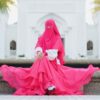 ست روسری و نقاب چهارخانه کرپ سرمه‌ای رنگ زنانه