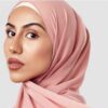 حجاب شیلا از جنس ابریشم صورتی برای زنان مسلمان