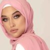 حجاب شیلا از جنس ابریشم صورتی برای زنان مسلمان