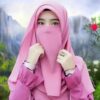 ست روسری و نقاب مربع صورتی اسلامی زنانه