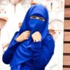 ست روسری و نیم نقاب اسلامی آبی سلطنتی مربع زنانه