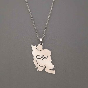 مدل گردنبند مینیمالیستی تایپوگرافی و نقشه ایران